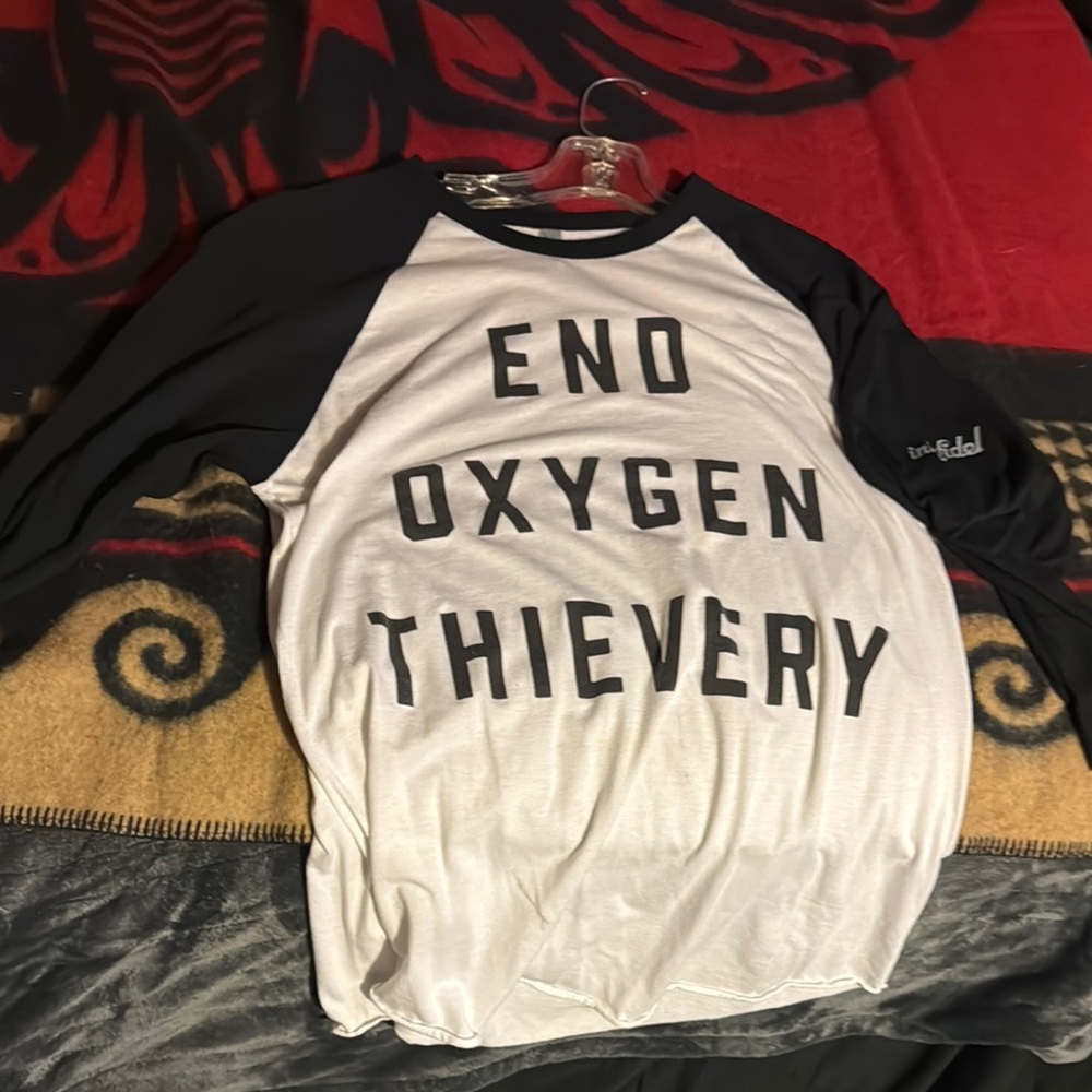 Black and White Graphic Raglan Shirt